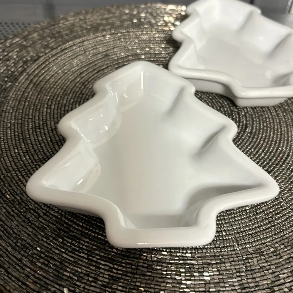 Set of 2 Crate & Barrel Tree Ceramic Trays